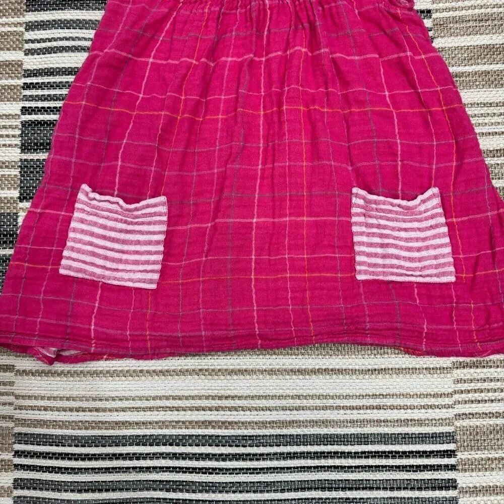 Tucker + Tate Girls Double Plaid Gauzy Dress Casual Pockets Grid Electric Pink 6